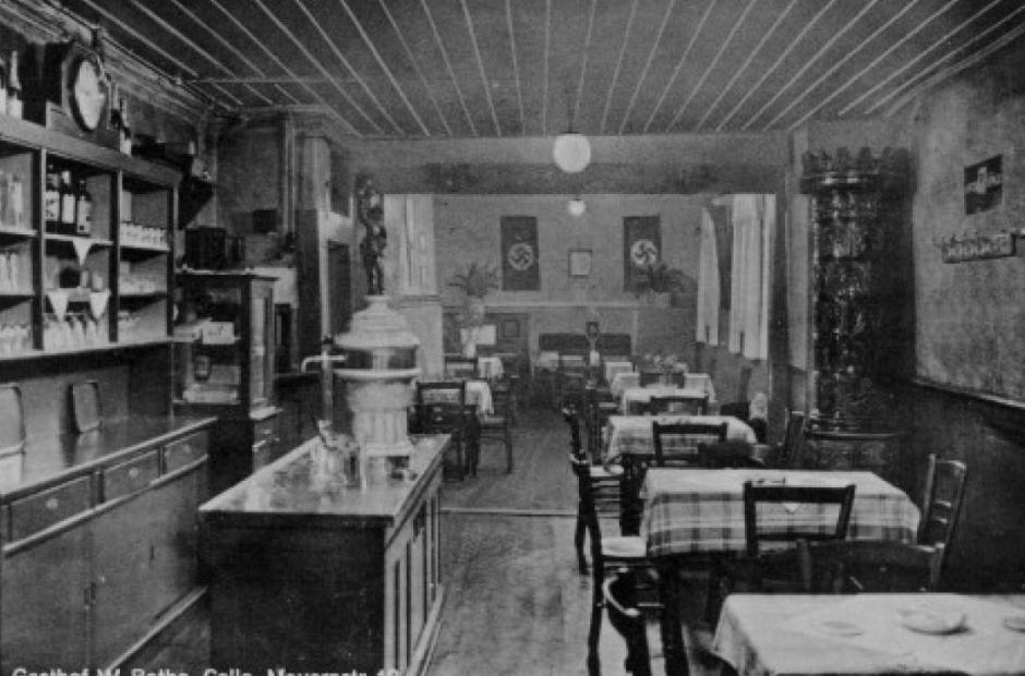 In der Mauernstraße 18 befand sich der von der SA-Mitgliedern gern besuchte Gasthof Bothe, auch "Sturmlokal Bothe“ genannt. (Postkarte aus den 1930er Jahren)